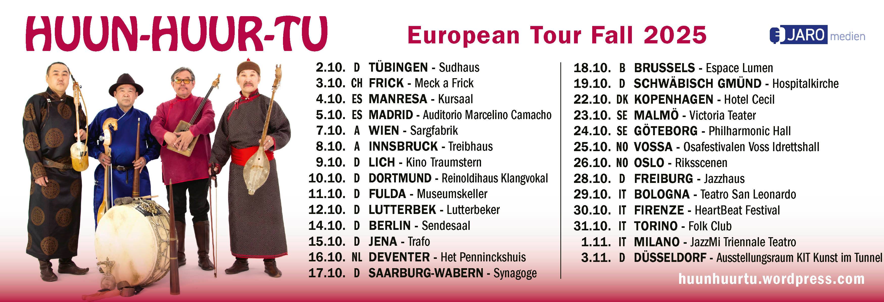 Huun-Huur-Tu European Tour Herbst Tour Poster
